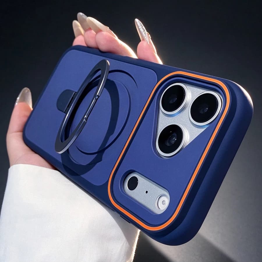 Shockproof Bumper Matte Kickstand Holder Case for iPhone 18 17 Air 16 14 15 Plus 13 12 11 Pro Max For Magsafe Magnet Armor Cover