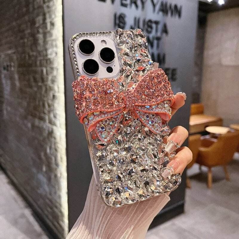 Luxury Full Inlay Diamond Shining 3D Bow Pattern Phone Case High Quality Shockproof Back Cover