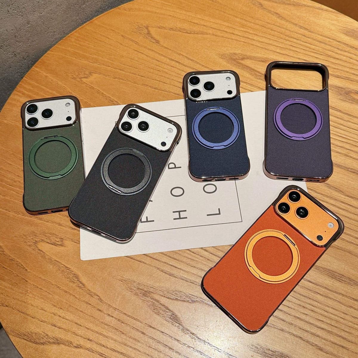 Luxury Ultra-thin Frameless Woven Fabric Cover 360 Rotatable Magnetic Kickstand Case for iPhone