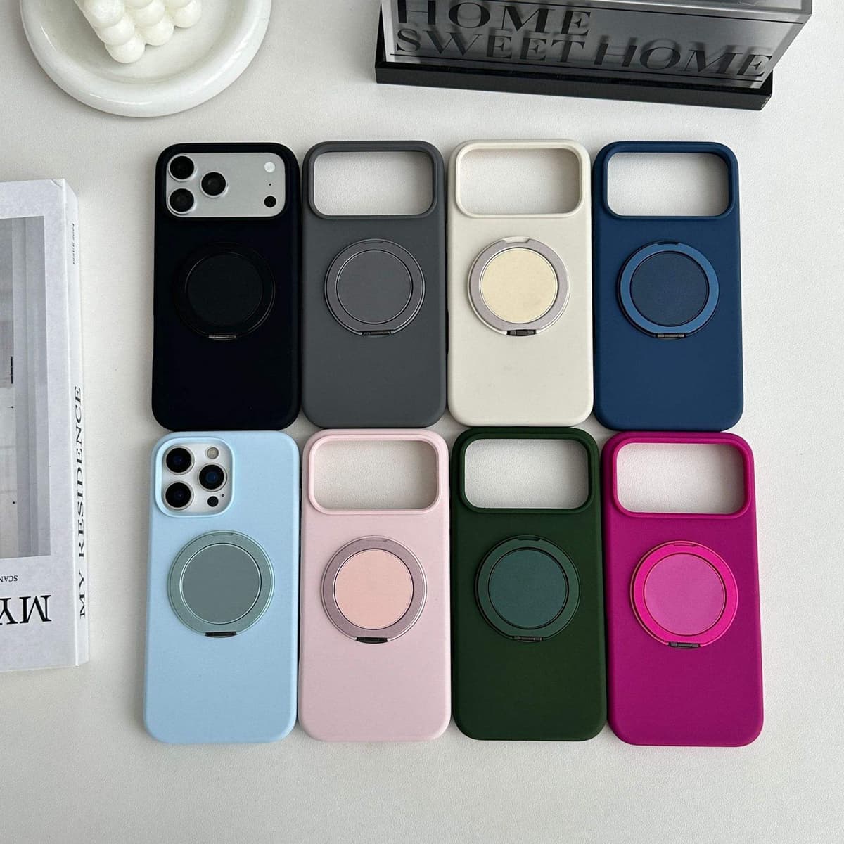 Magnetic 360 Rotating Ring Stand Phone Case Silicone Protective Mobile Phone Case for iPhone