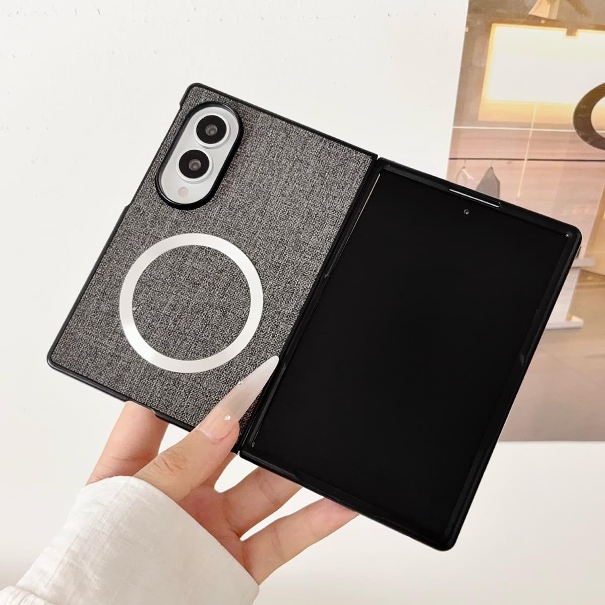 Front Film Magnetic Fabric-Pattern Phone Case for Samsung Z Fold