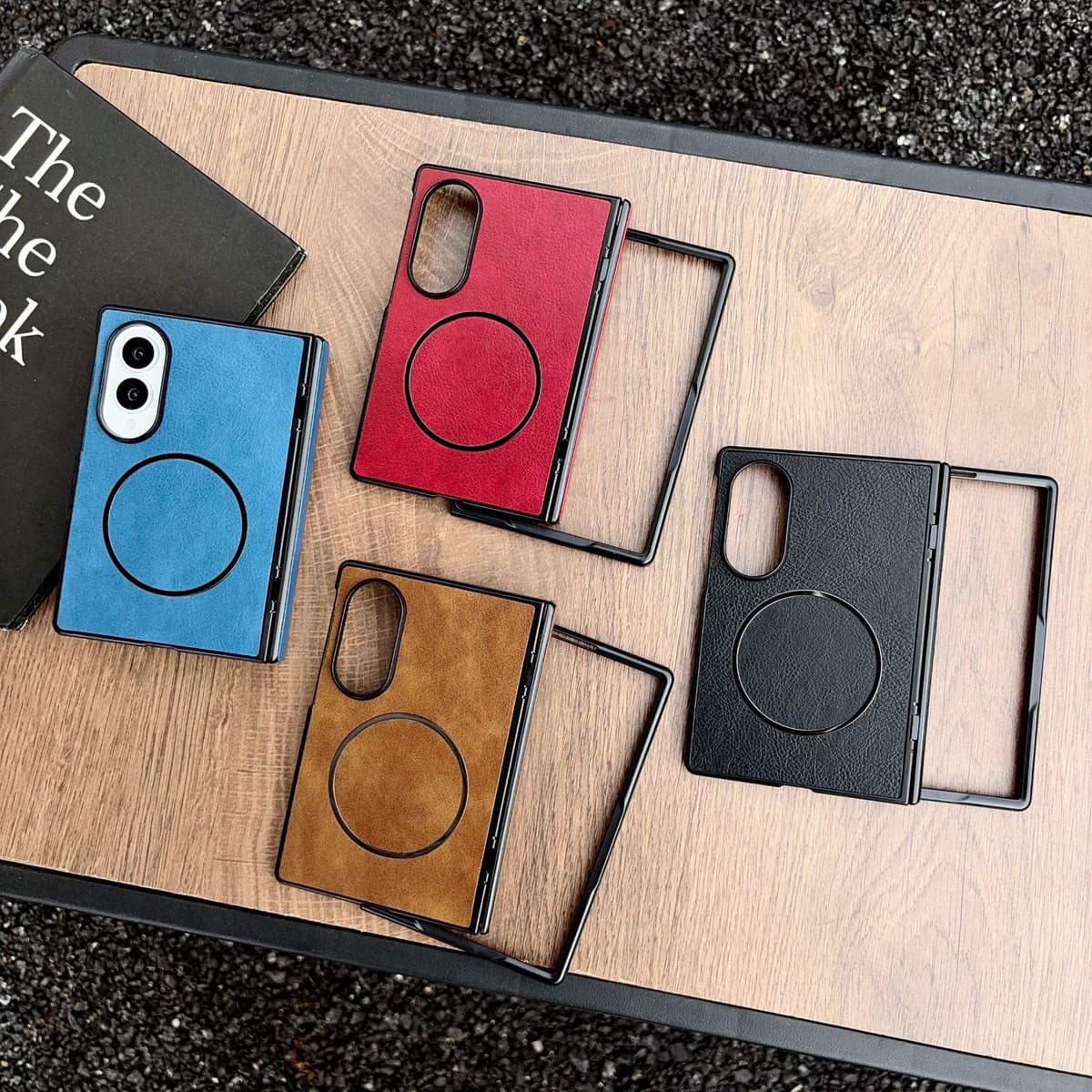 Leather Pattern Skin Magnetic Wireless Charging PC Case Shockproof Cover for Samsung Galaxy Z Fold