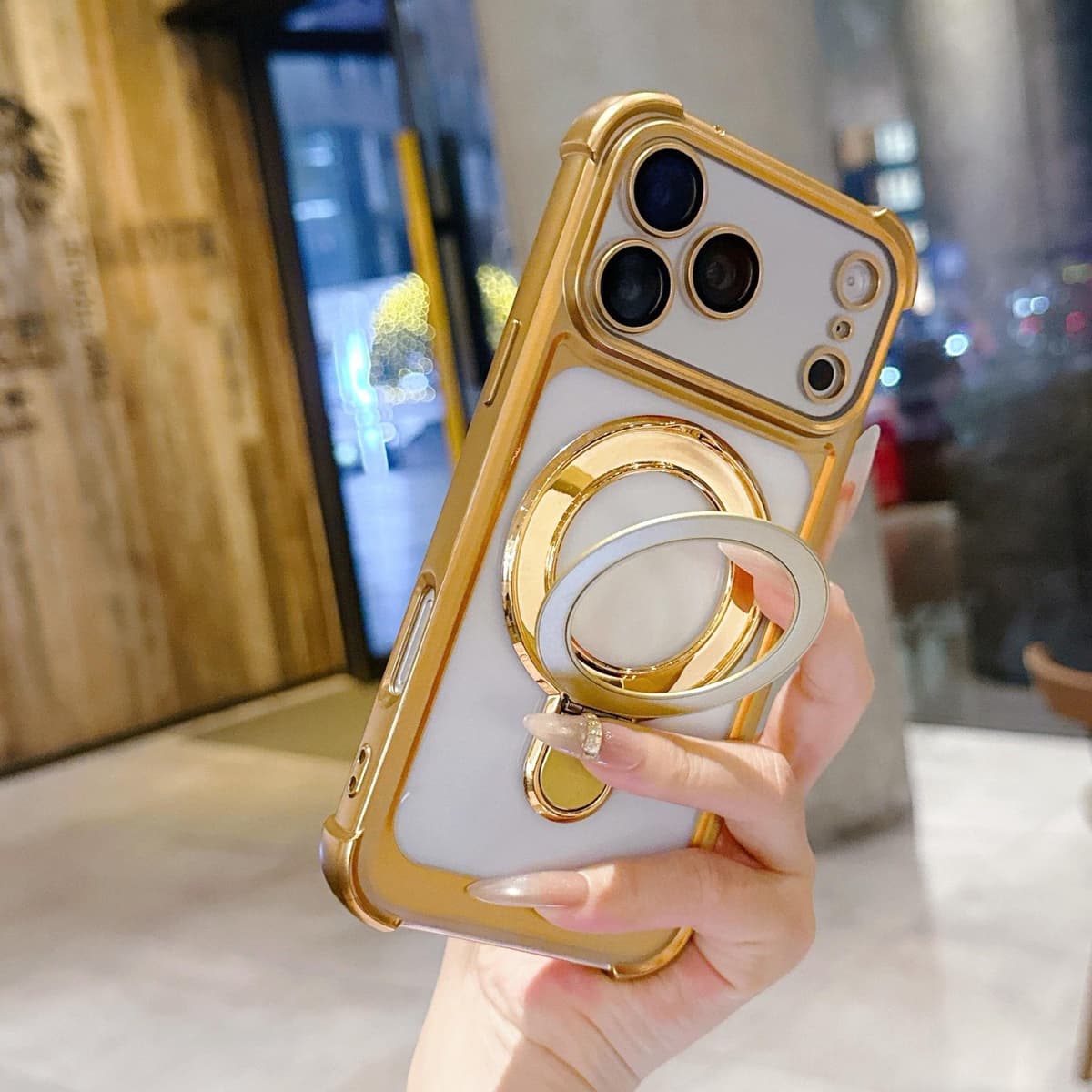 Rotatable Kickstand Transparent PC Shockproof Phone Cases for iPhone