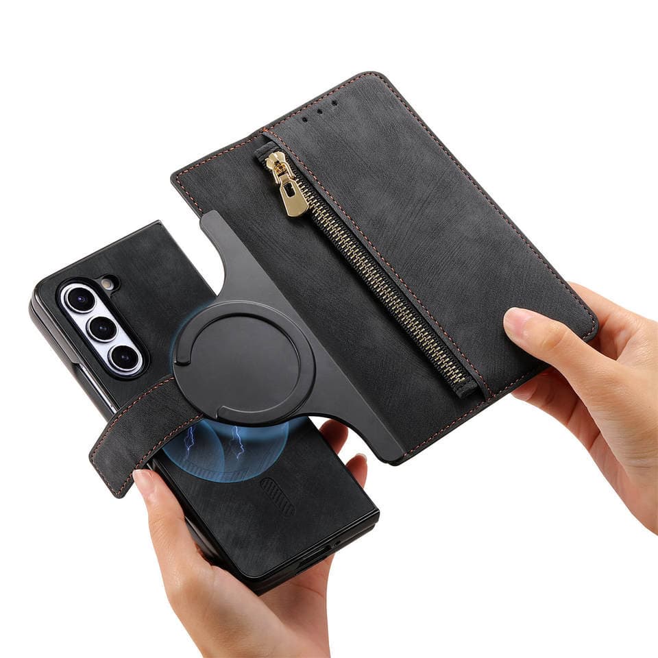 Luxury Leather Phone Case for Samsung Zfold7 Plus Magnetic Phone Case