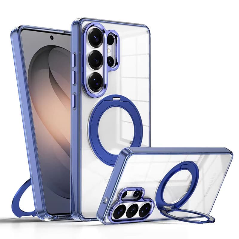 Transparent Protective Case with 360° Rotating Ring Holder Magnetic Kickstand