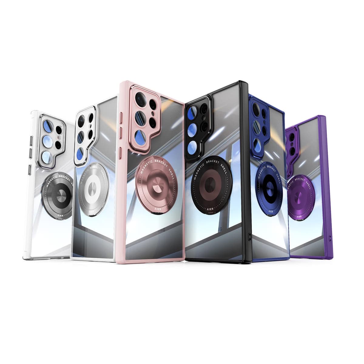 Rotating Stand Phone Case Crystal Sharp Comes with Lens Film Protective Cover