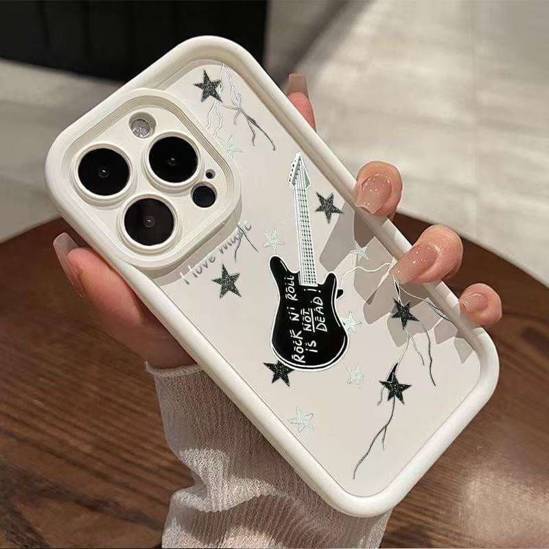 Diamond sand guitar star full-cover soft shockproof phone case