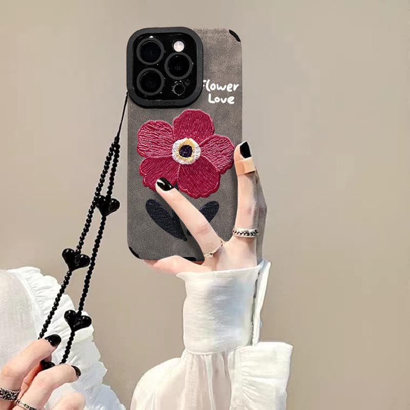 Oil Painting Flower Chain for Apple Mobile Phone Case