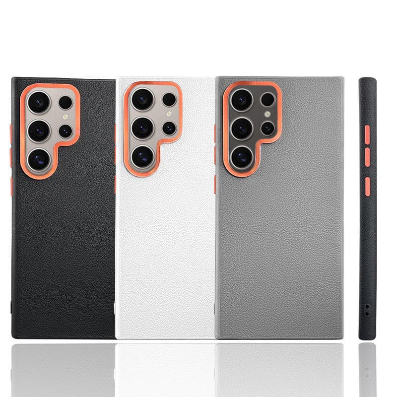 Premium PU Leather Magnetic With Camera Frame Skin Feel Phone Case