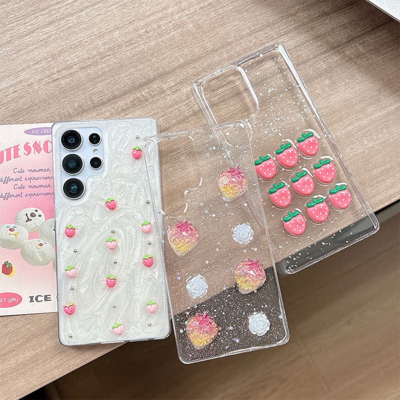Women Transparent Strawberry Fashion Korean Ins Style Phone Case
