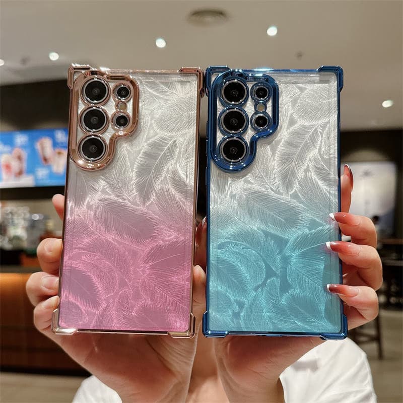 New Creative Feather Pattern Clear Cover