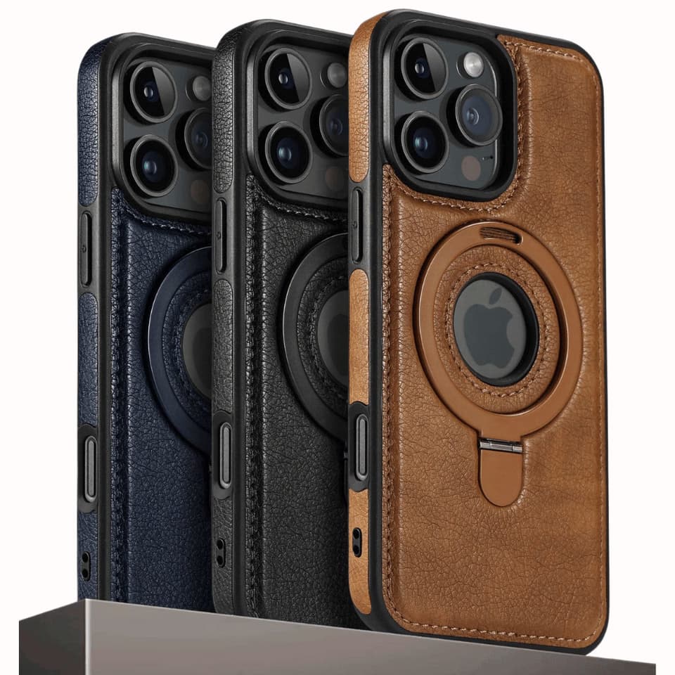 PU Leather Magnetic Kickstand Mobile Phone Back Cover
