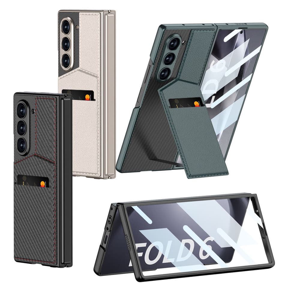 Credit Card Slot Holder Hinge Leather Case for Samsung Galaxy Z Fold