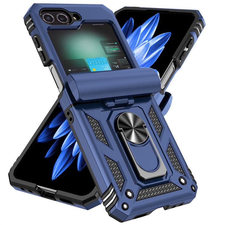 Rugged Armor Shockproof Mobile Phone Case Magnetic Ring Holder Cover for Samsung Galaxy Z Flip