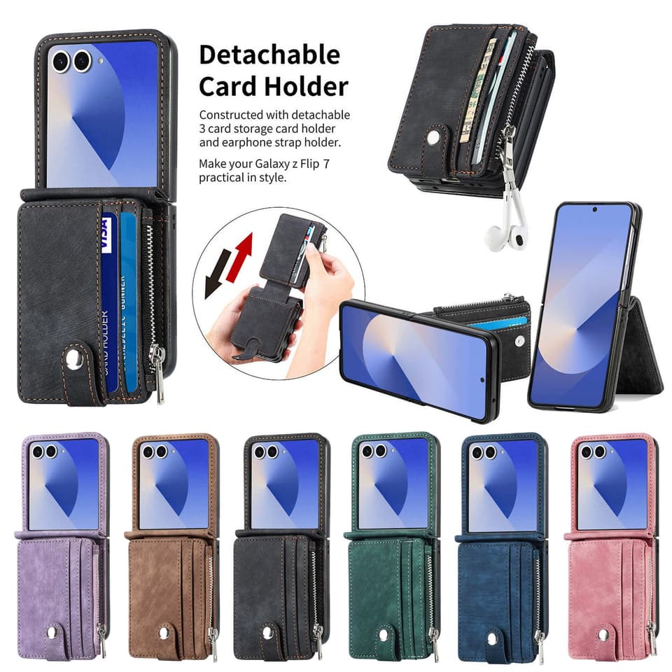 Detachable Card Holder Wallet Phone Case for Samsung Galaxy Z Flip