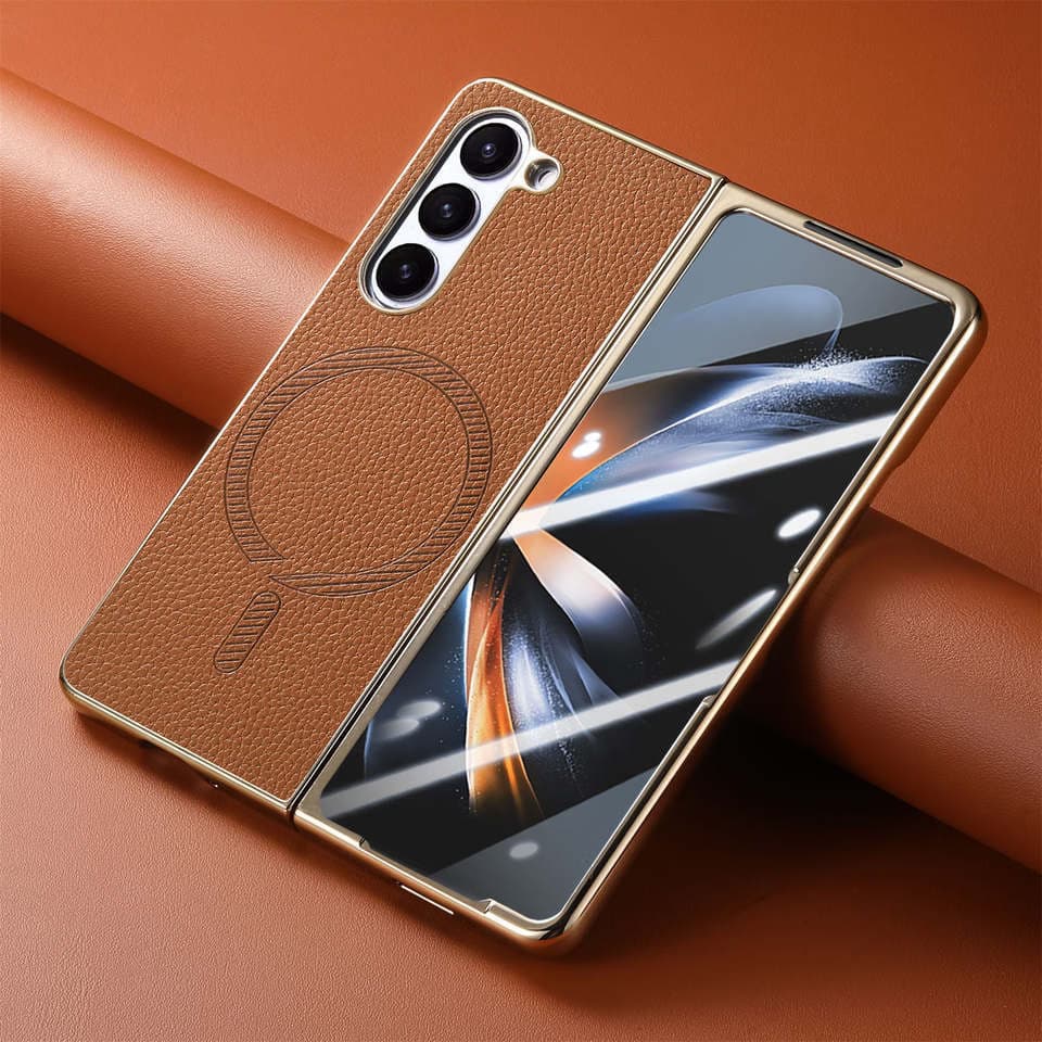 Protective Leather Case with Litchi Pattern Electroplated Shell Film Phone Case