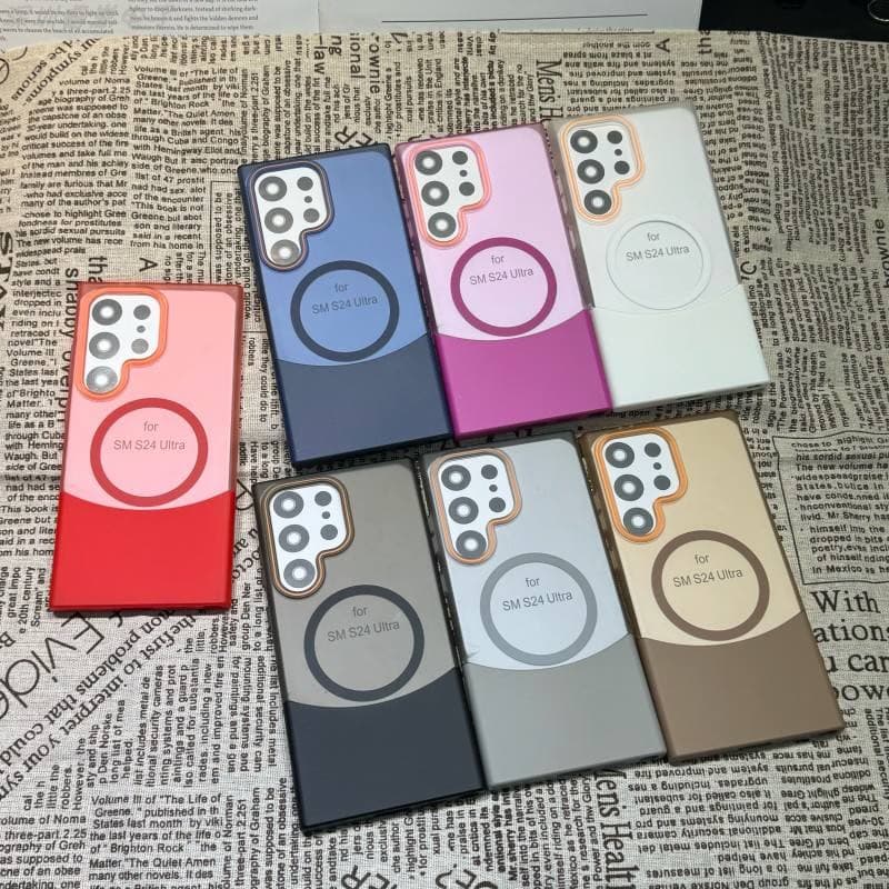 New Design up and Down Stitching Two-color Frosted Magnetic Suction Phone case for Samsung