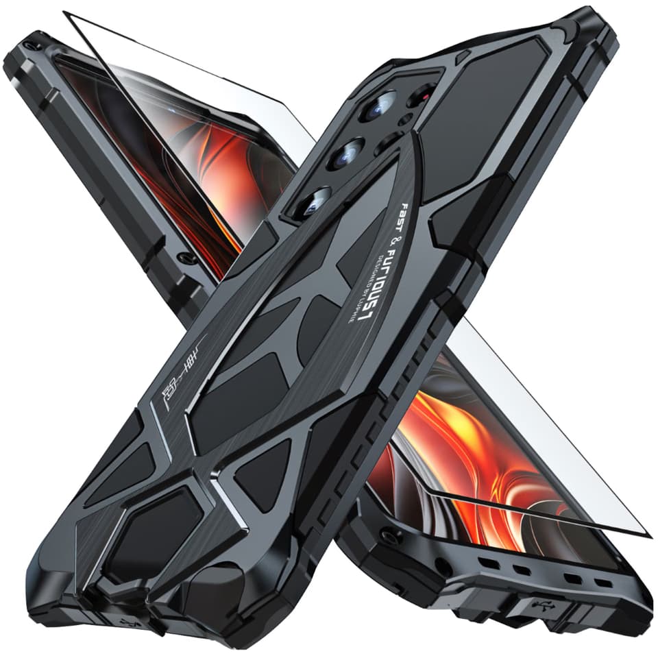 Shockproof Metal Back Aluminum Alloy Glass Screen Protector Phone case